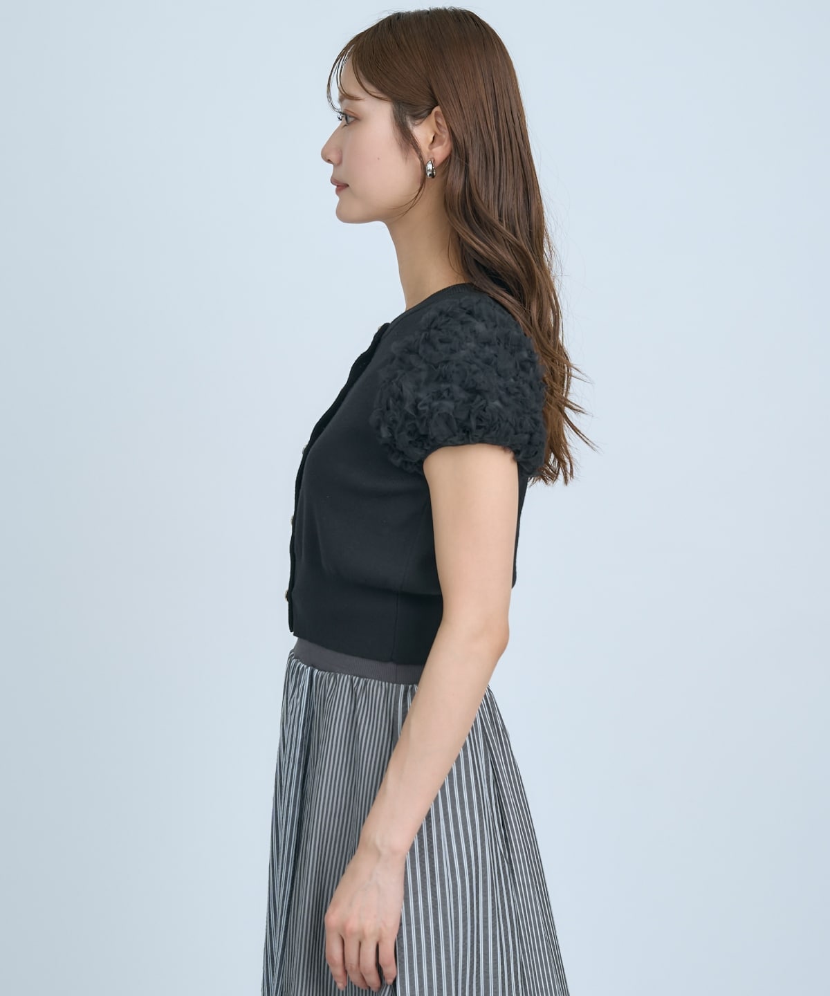 フラワーチュールスリーブカーディガン