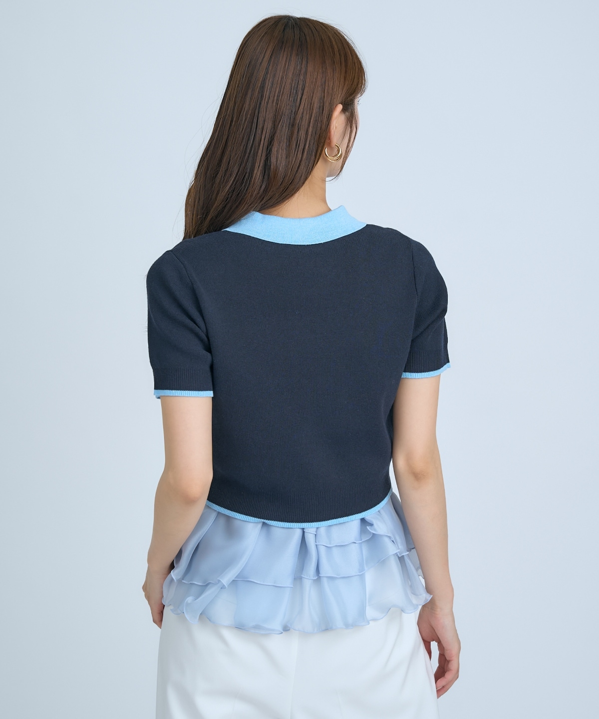 【先行予約受付中】ポロニットプルオーバー×ペプラムキャミソール