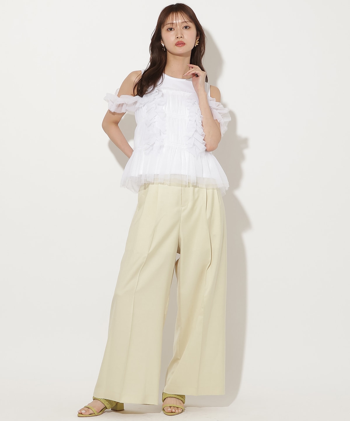 チュールレイヤードノースリーブＴシャツ