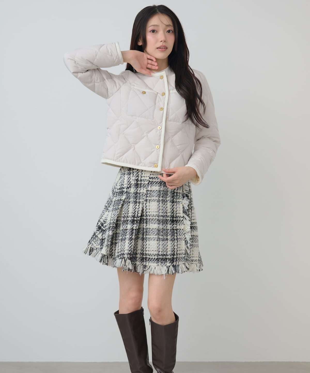 【TAION×AND COUTURE】ノーカラーショートダウンジャケット