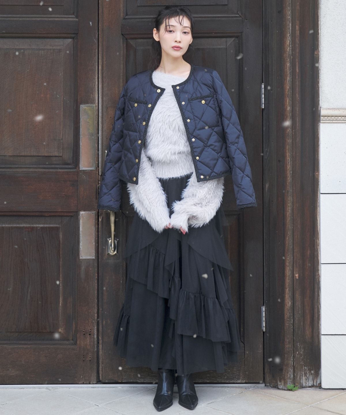 【TAION×AND COUTURE】ノーカラーショートダウンジャケット