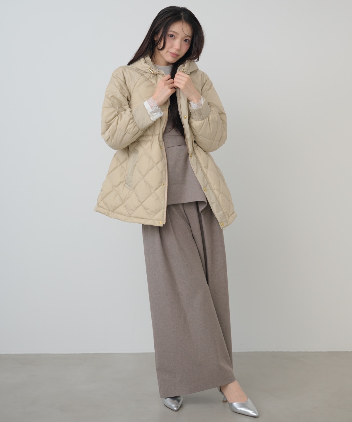 【TAION×AND COUTURE】ウエストドロストミドルダウンジャケット