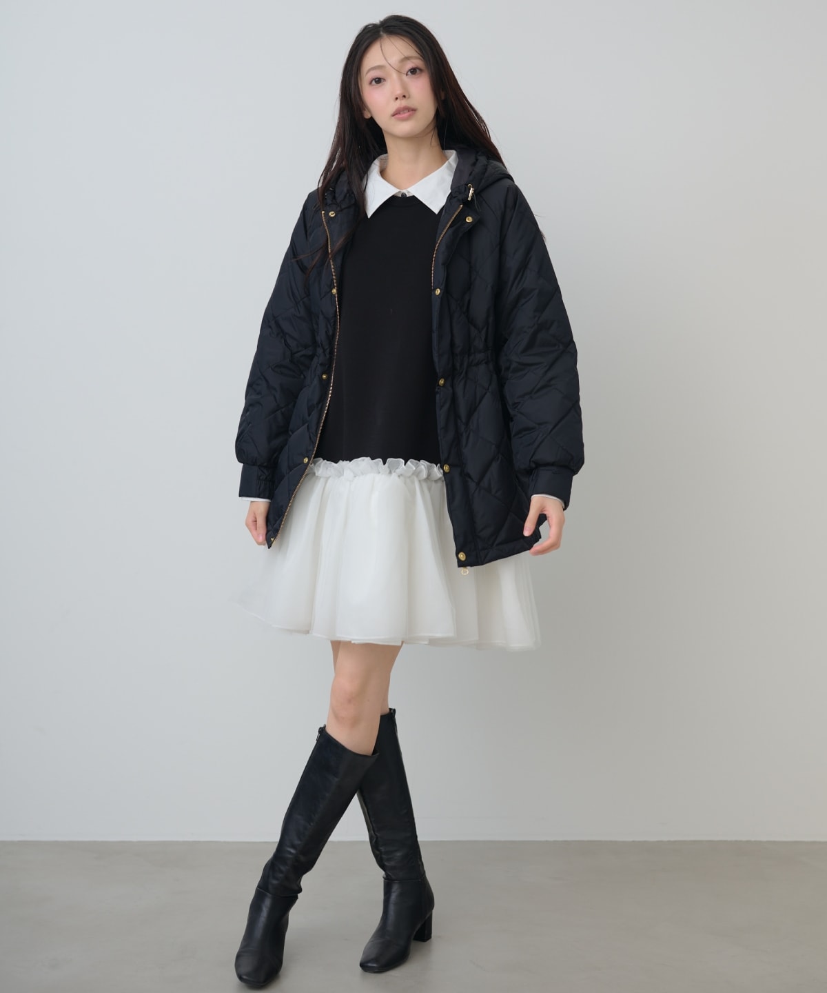 【TAION×AND COUTURE】ウエストドロストミドルダウンジャケット