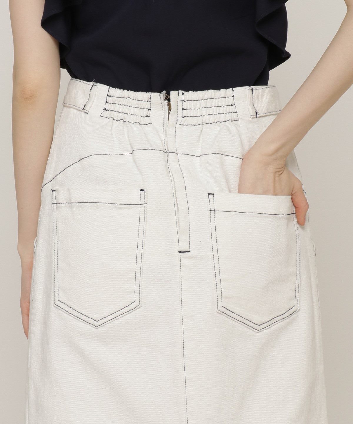 ★デニムダブルボタンデザインタイトスカート