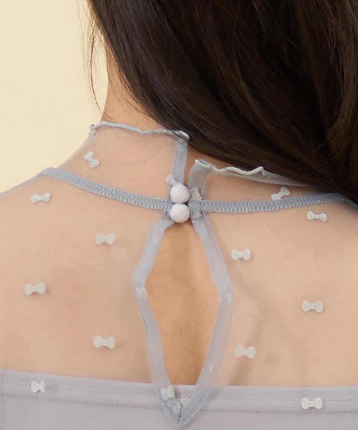 リボンフロッキーチュールブラウス