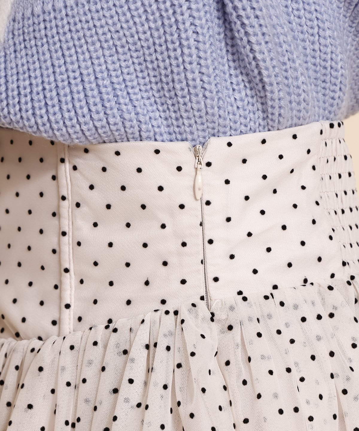 ドットチュールフレアスカート