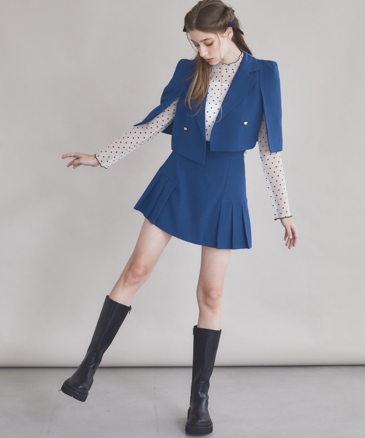 【セットアップ可能】サイドプリーツミニスカート