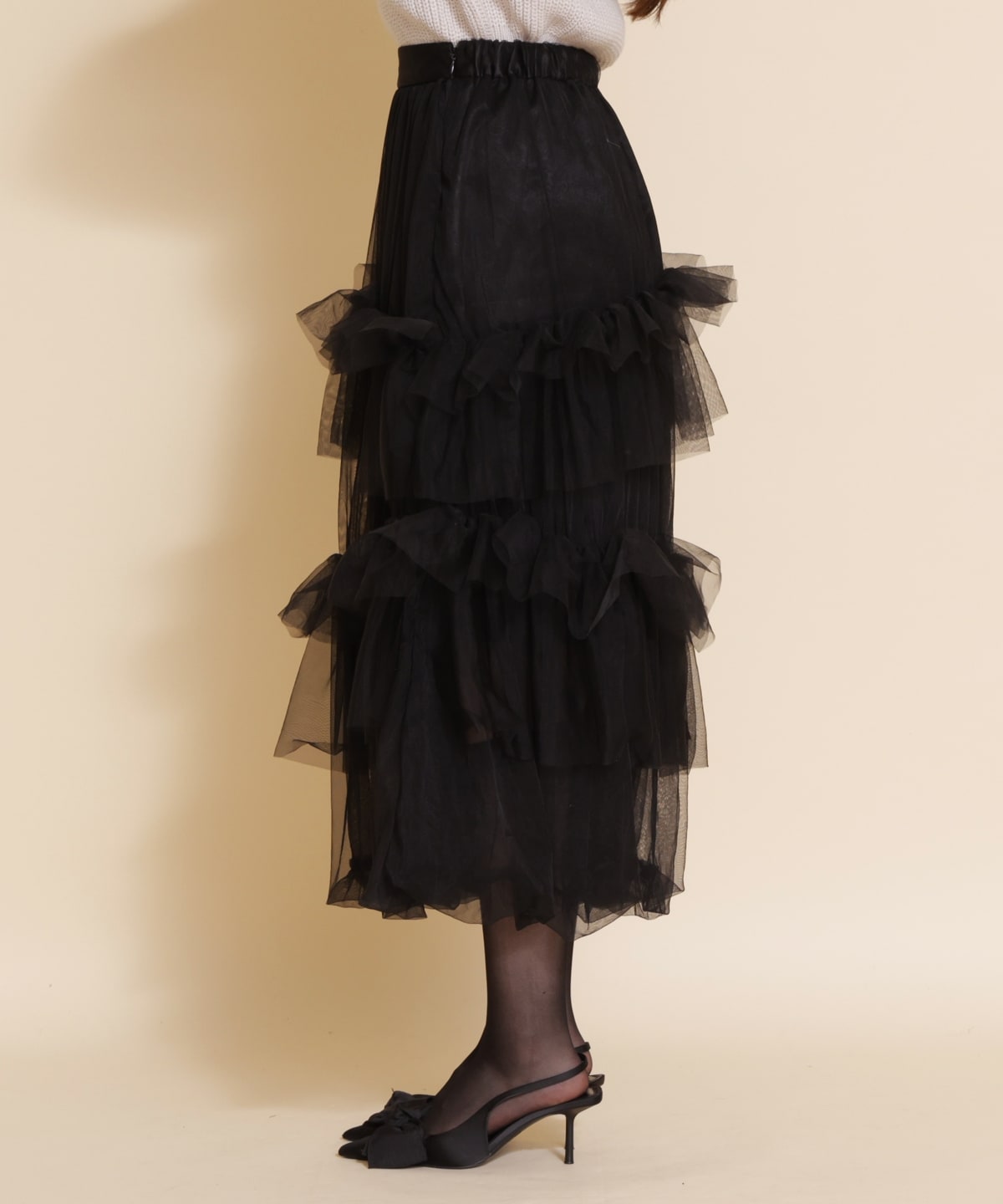 チュールフリルティアードスカート