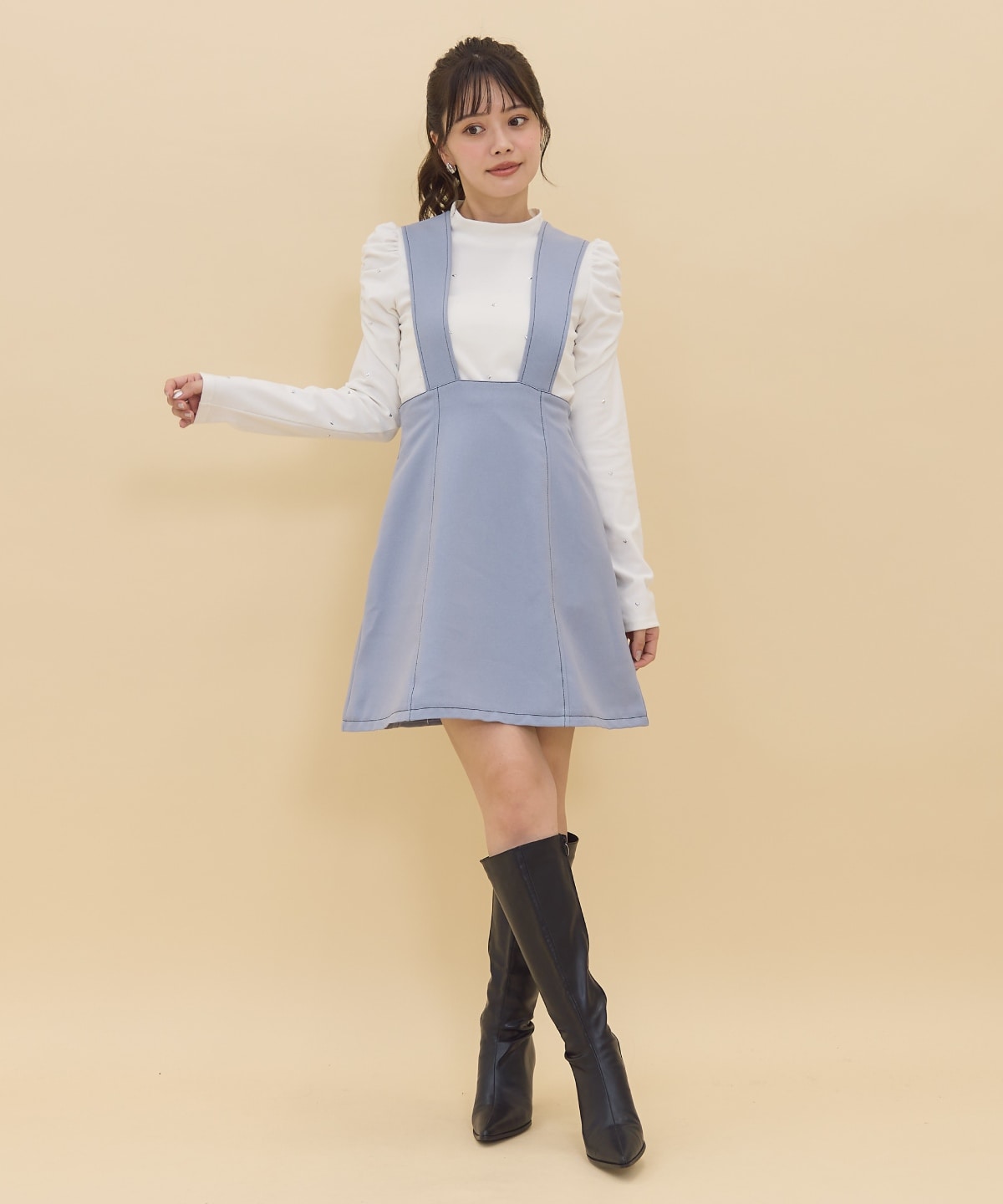 【セットアップ可能】2wayレングスウーリッシュジャンパースカート