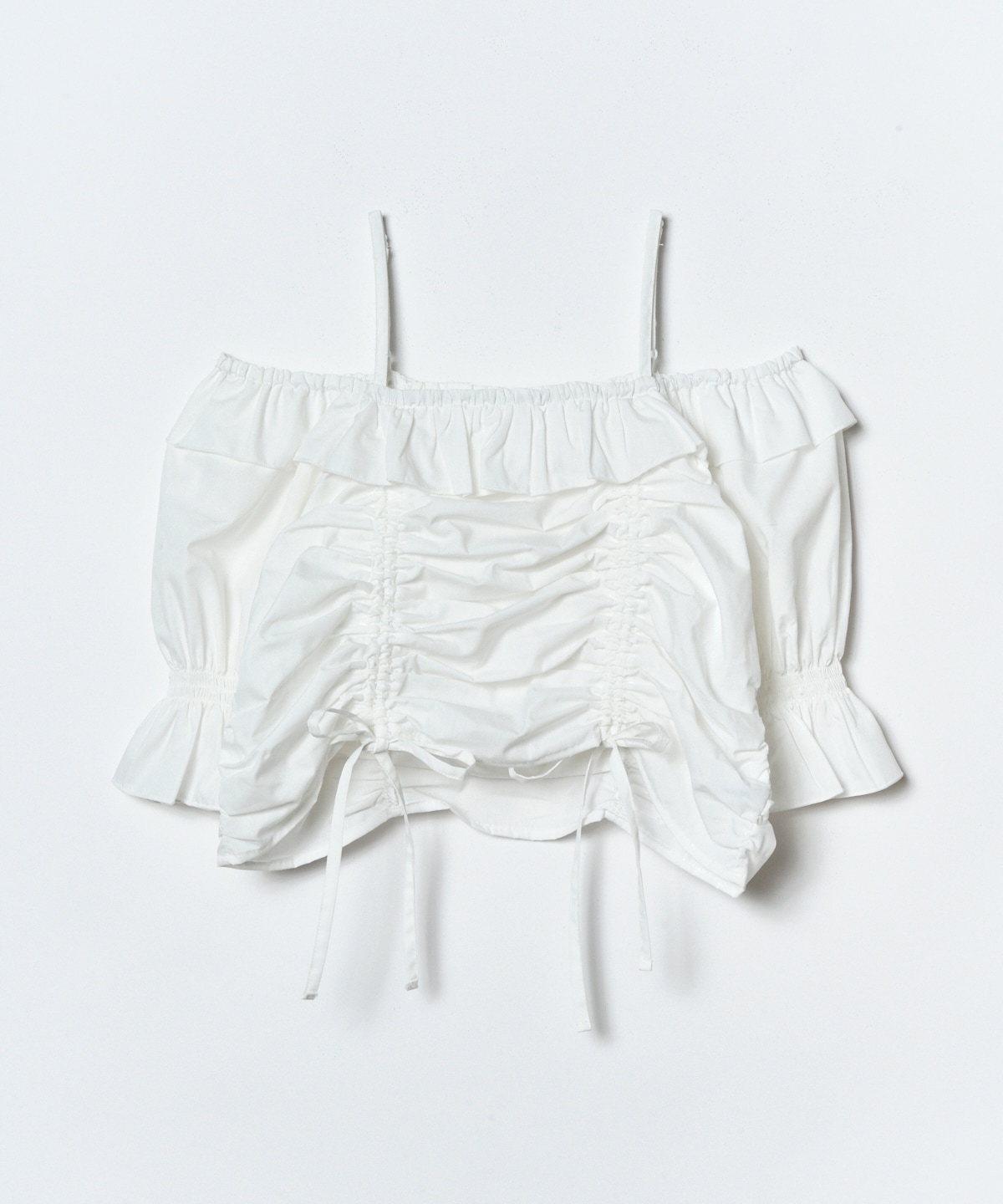 ドロストフリルオフショルブラウス