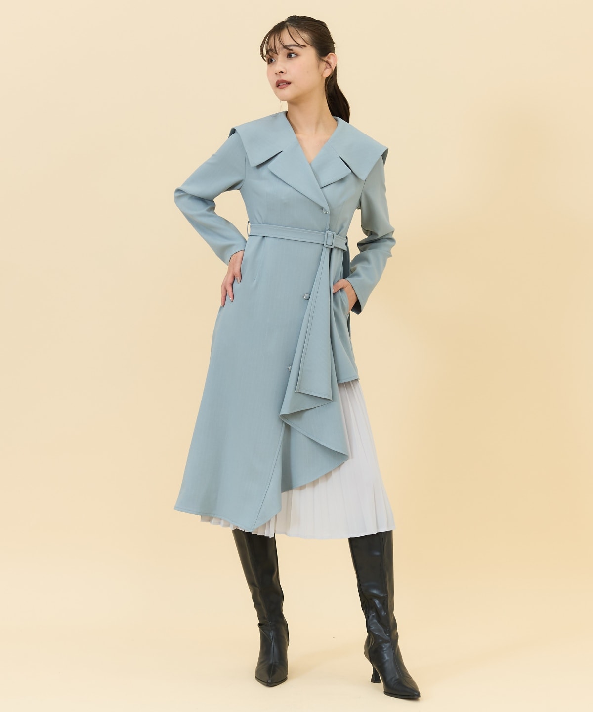 アシメデザインセーラープリーツワンピース