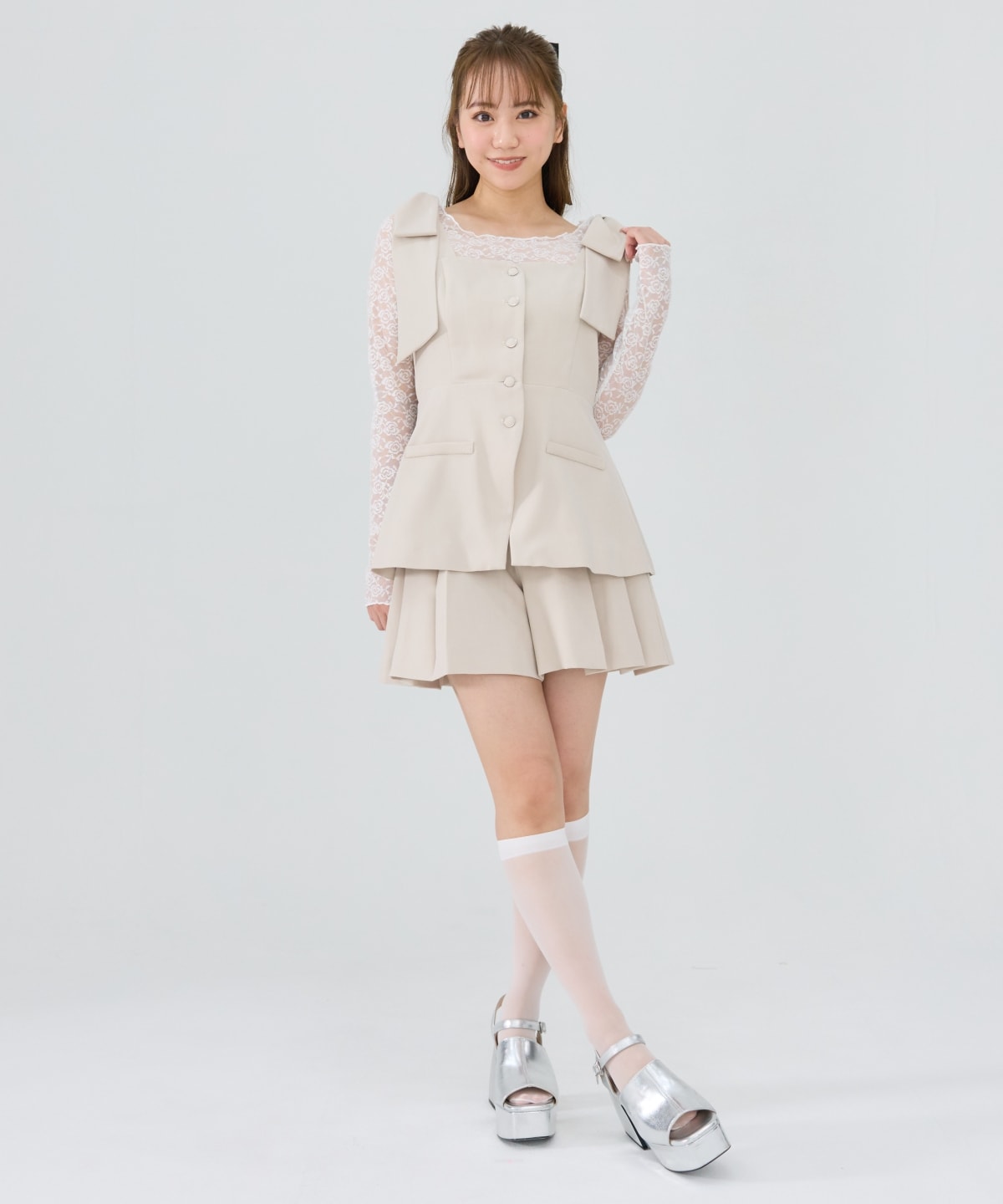 【セットアップ可能】リボンショルダービスチェ