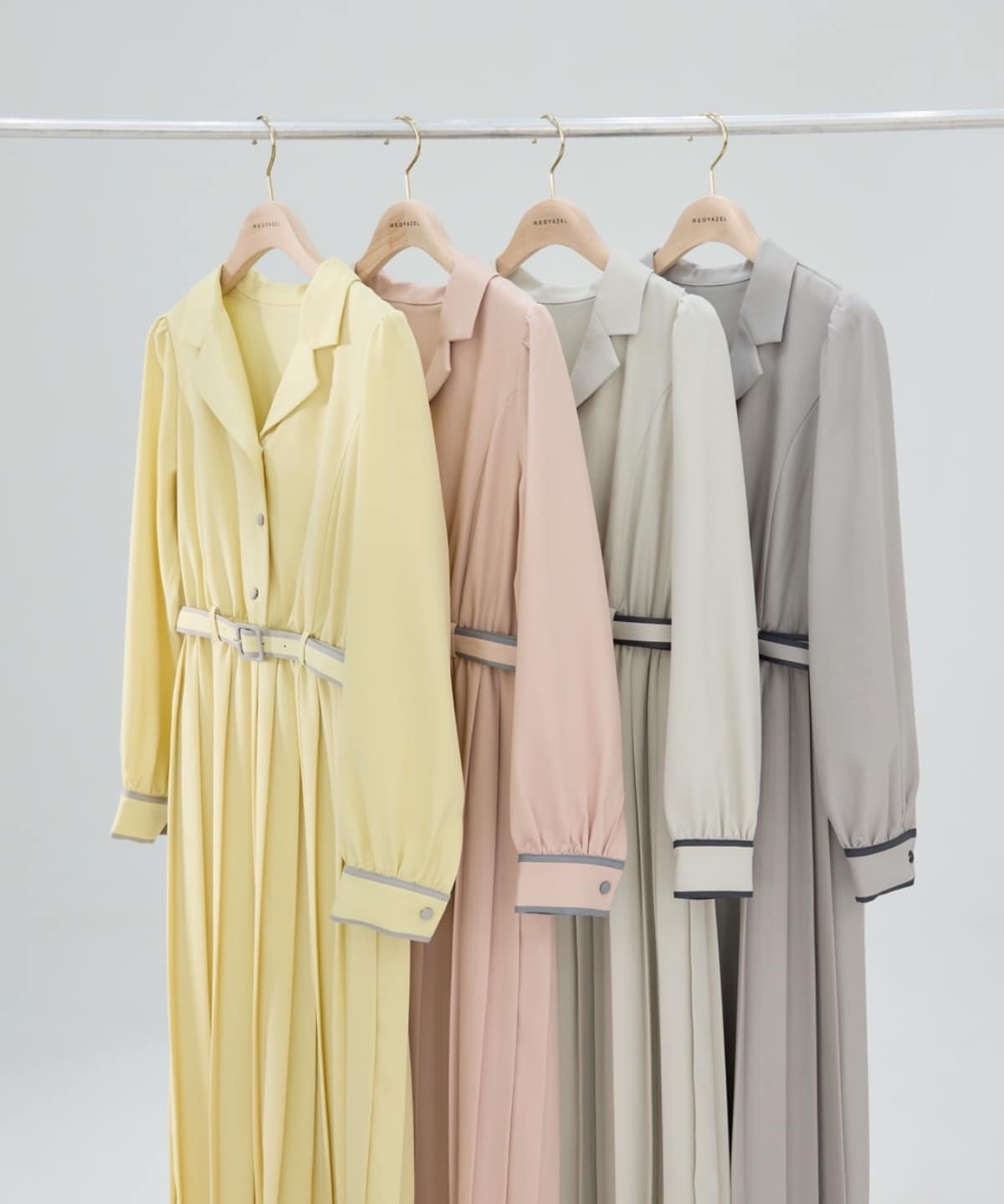 バイカラープリーツシャツワンピース