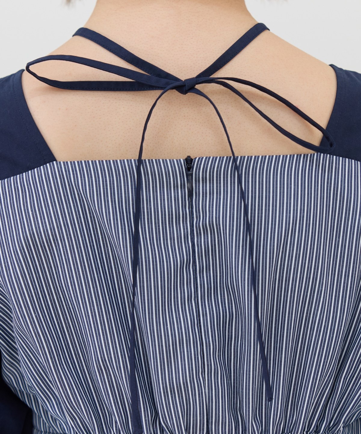 ストライプビスチェドッキングワンピース