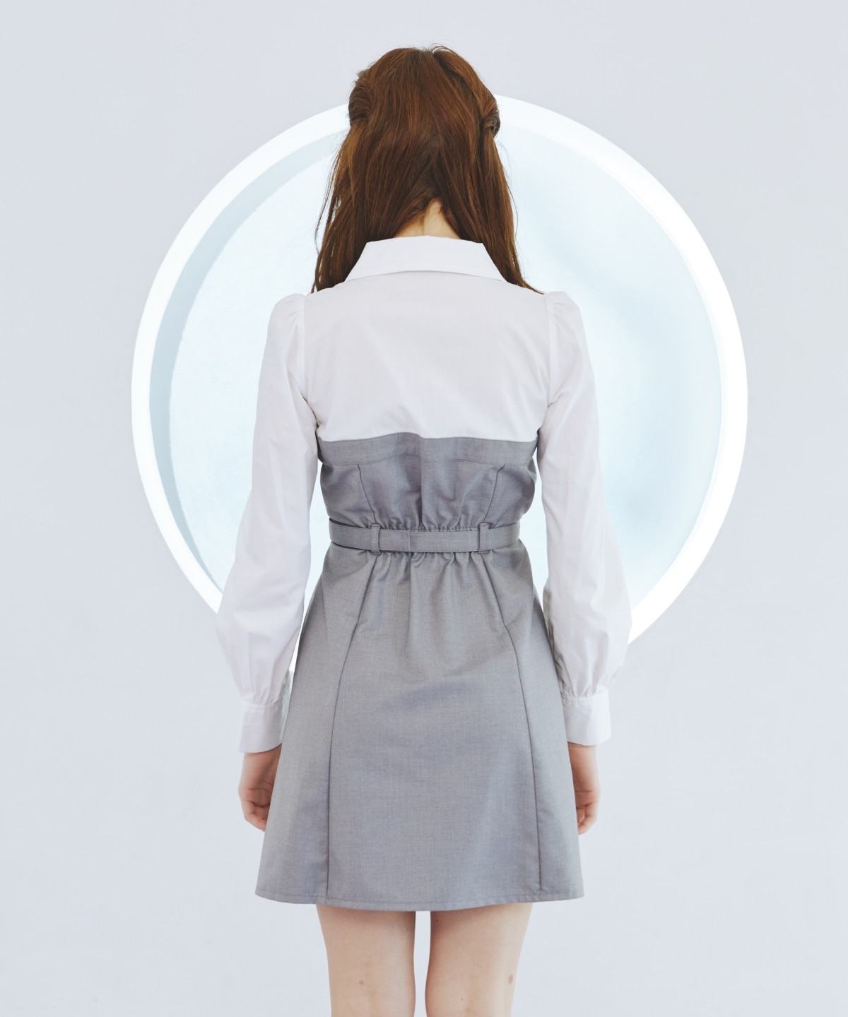 レイヤードデザインミニシャツワンピース