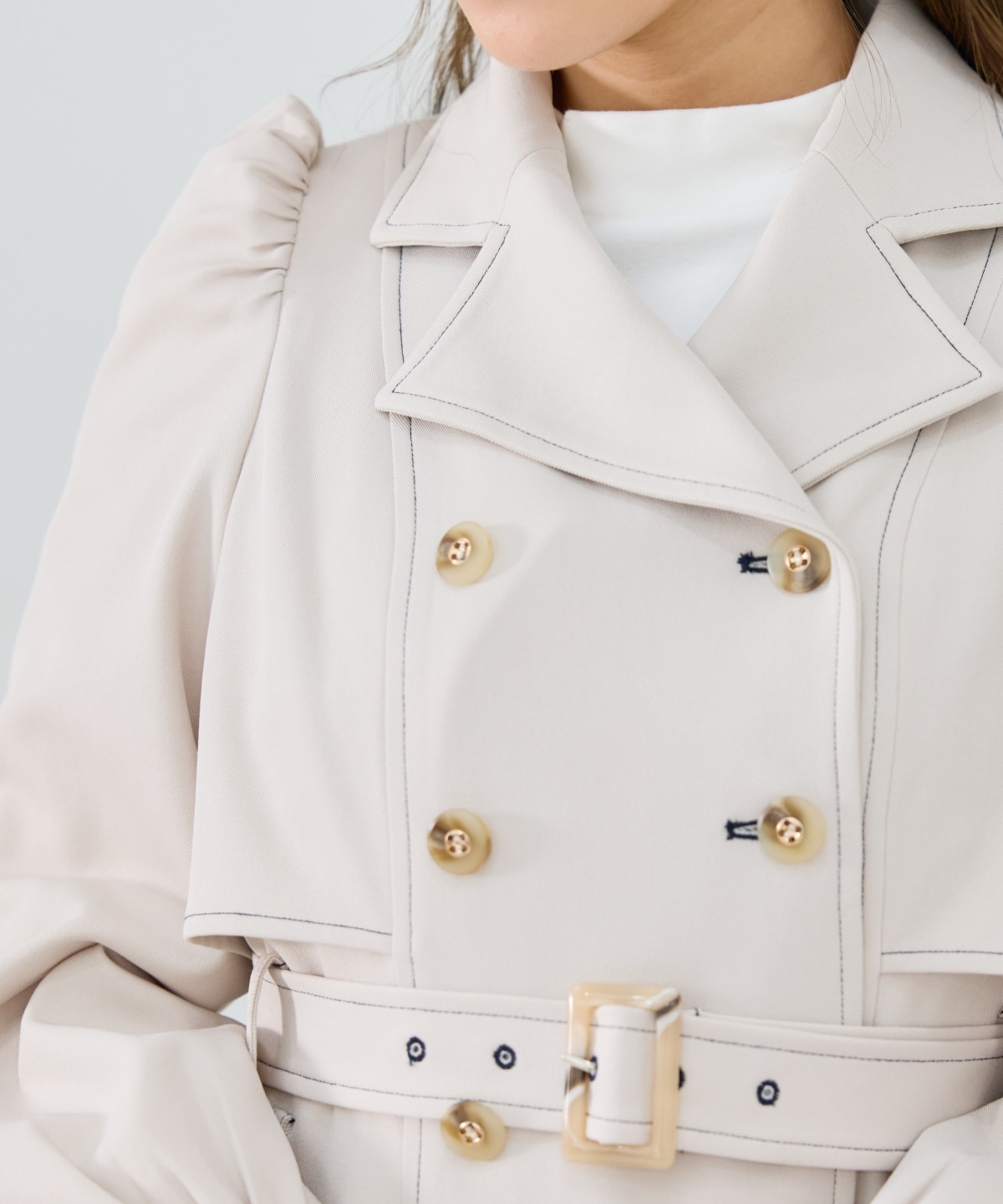 パフスリーブロングトレンチコート