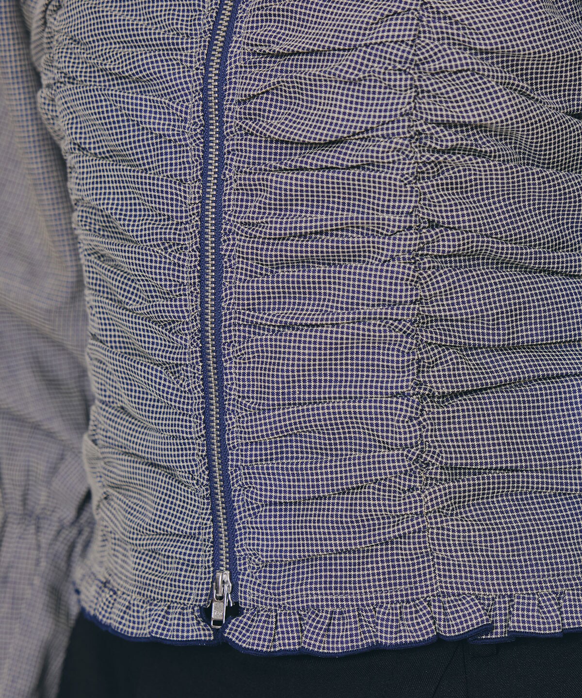 フロントZIPクロスギャザーブラウス