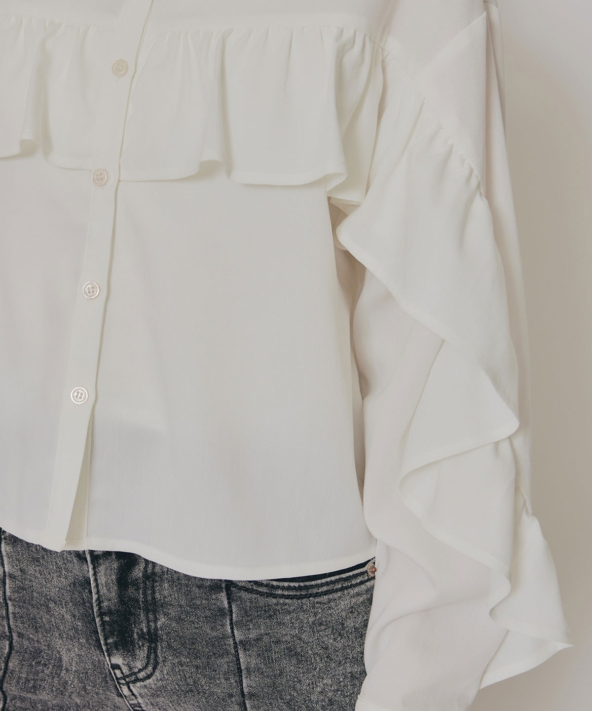 フリルラインストライプブラウス