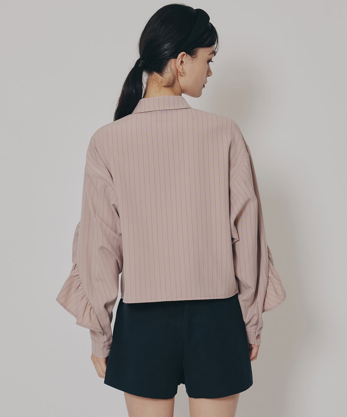 フリルラインストライプブラウス