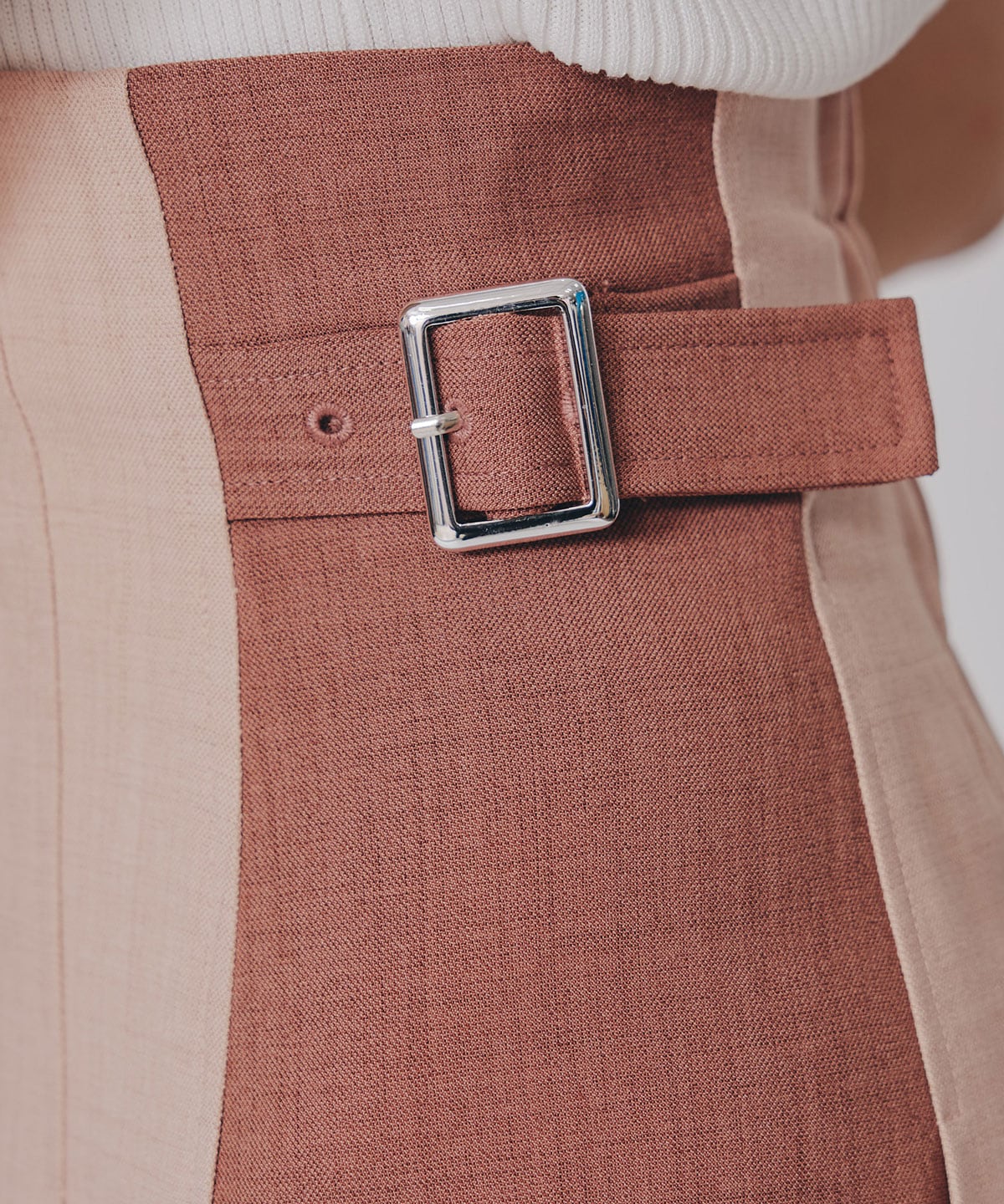 フロントジップバイカラーミディスカート