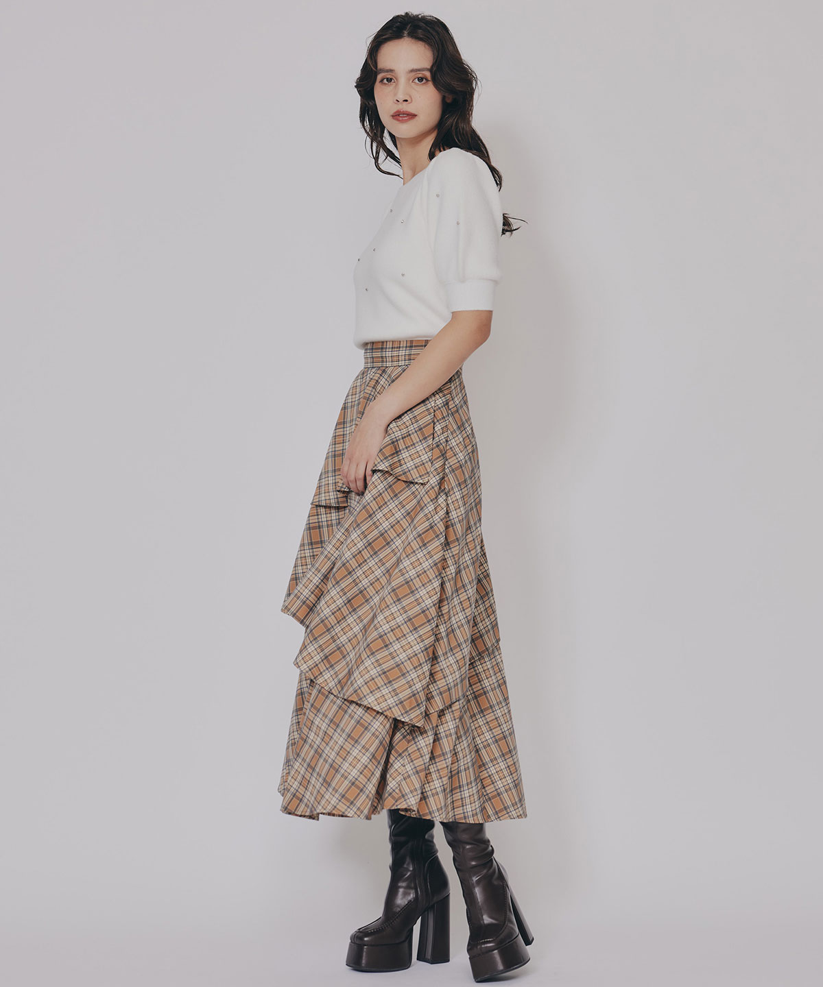 タータンチェックティアードスカート