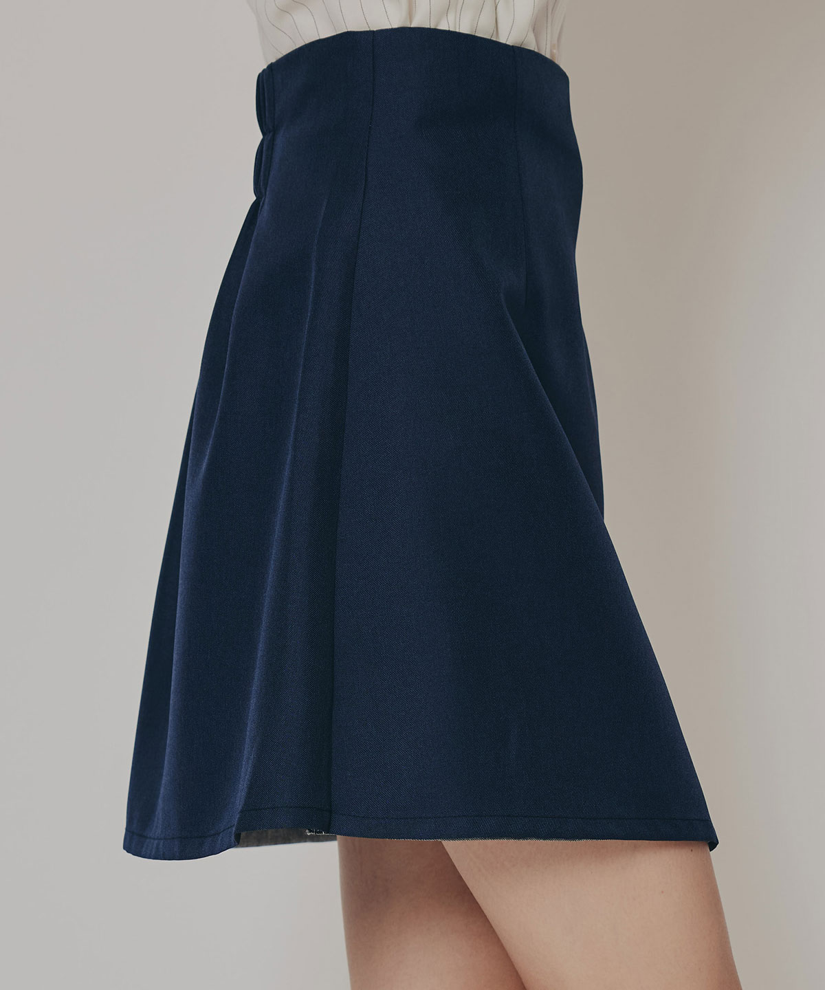 バイカラーアシメプリーツミニスカート