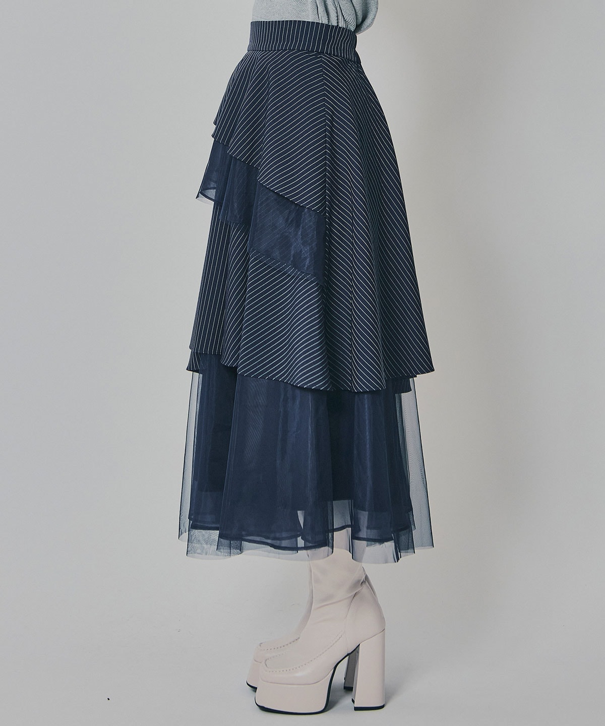 シアーMIXティアードスカート