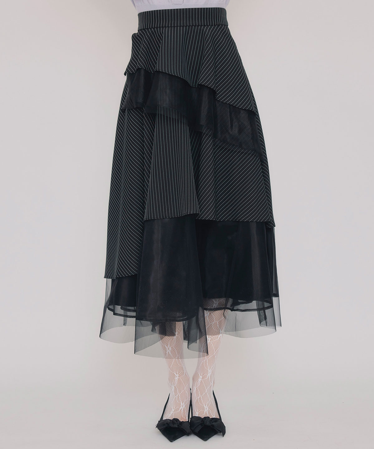 シアーMIXティアードスカート