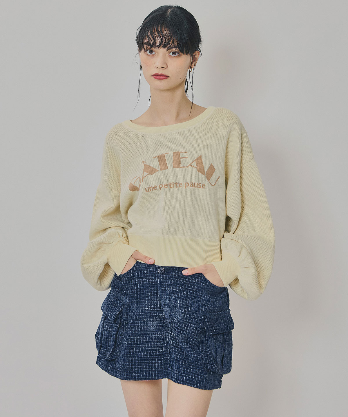 モールツイードカーゴミニスカート