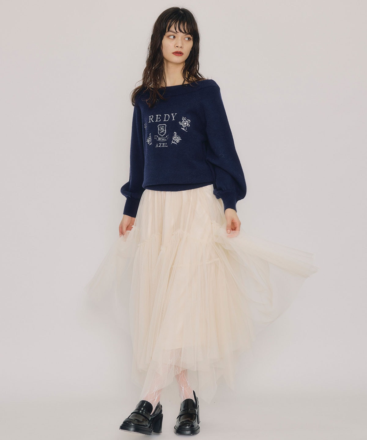 チュールフレアロングスカート