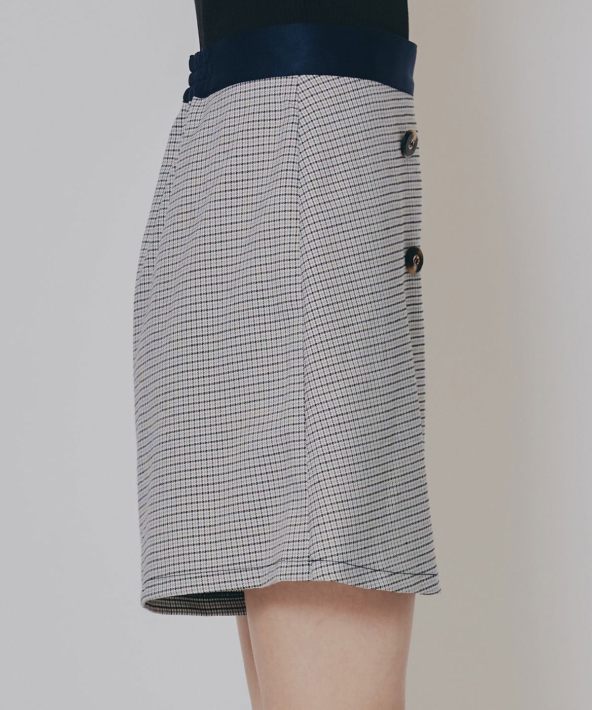 【セットアップ可能】グレンチェックミニラップスカートライクショートパンツ