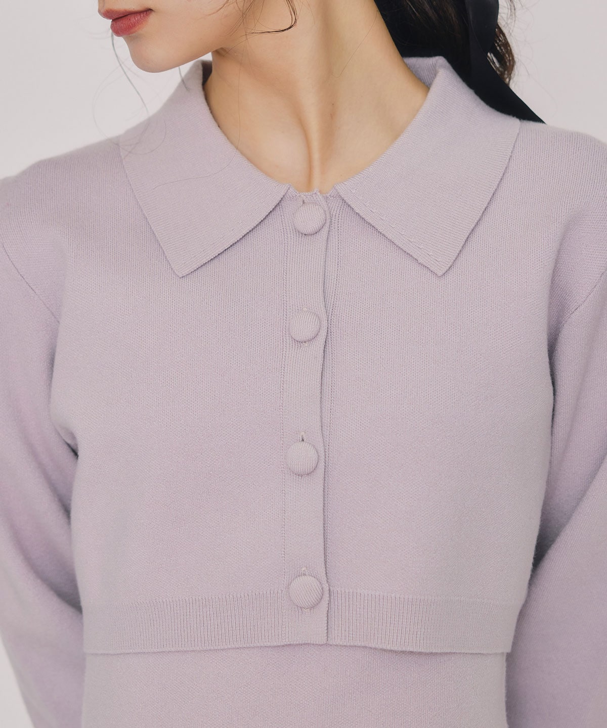 クラシカルニットカーディガン×キャミソールニットワンピースセットアップ