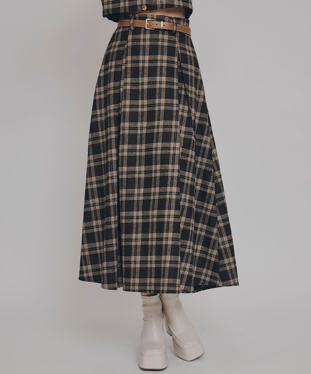 クラシカルチェックコンパクトシャツ×ロングスカートセットアップ(F