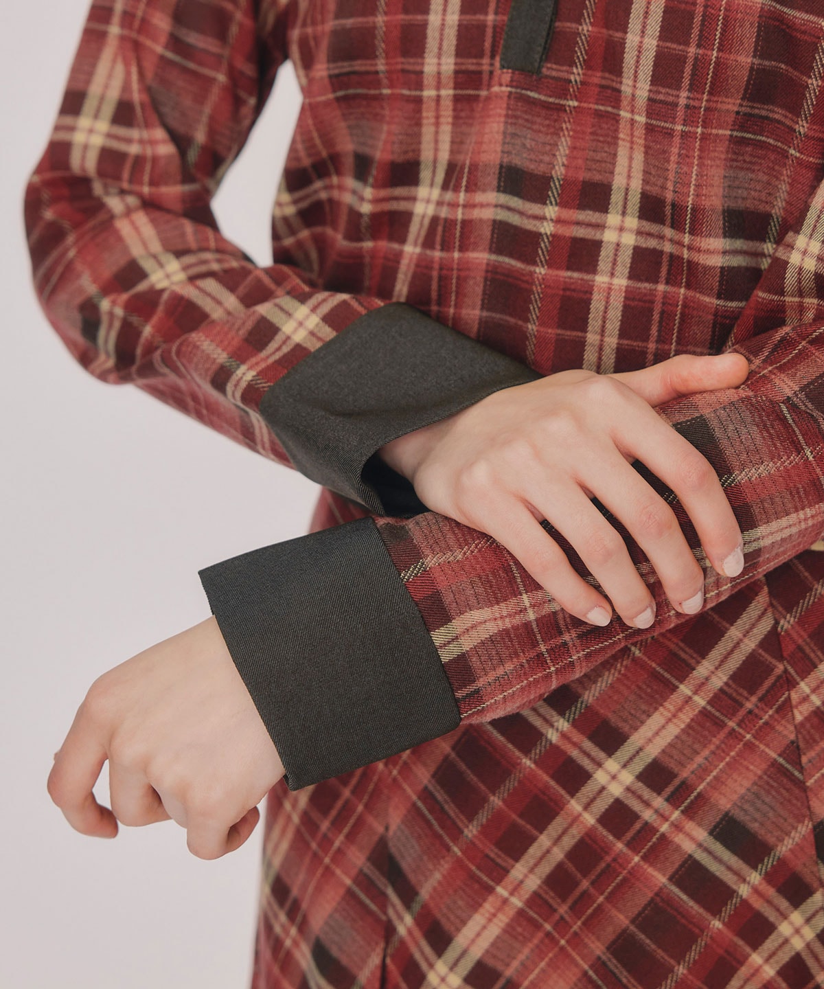 バイアスチェックショートブラウス×プリーツミニスカートセットアップ