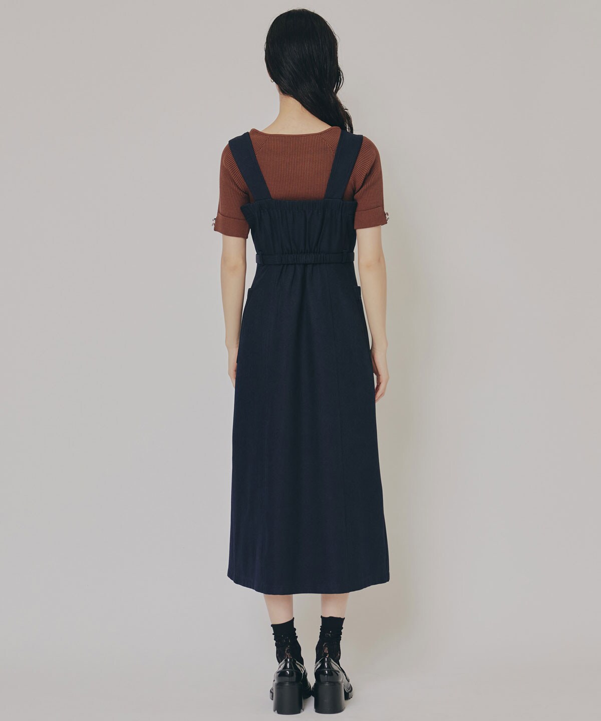 フロントジップバイカラーチェックワンピース