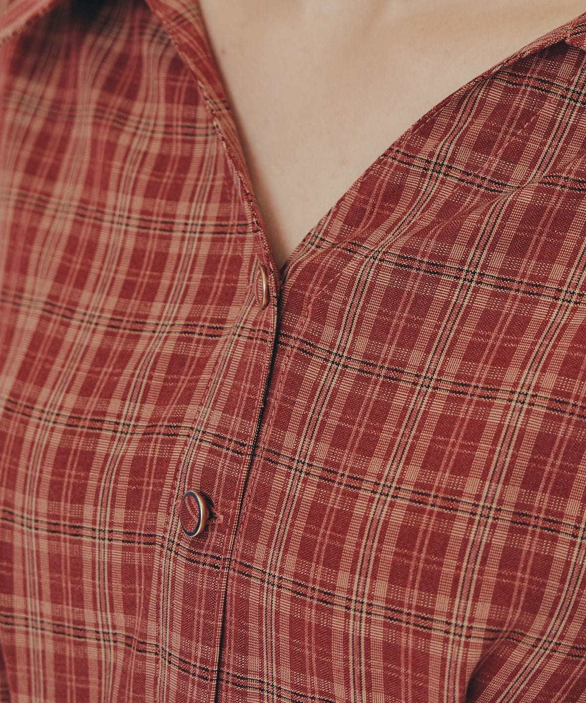 チェックバイカラーウエストベルトシャツワンピース