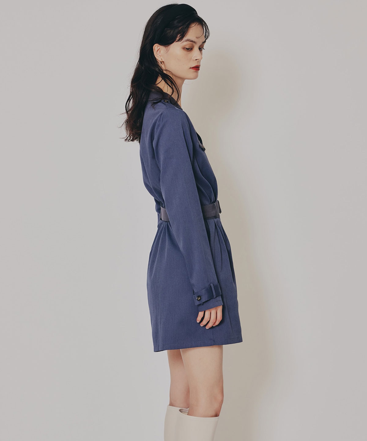 バイカラーベルトショートオールインワン