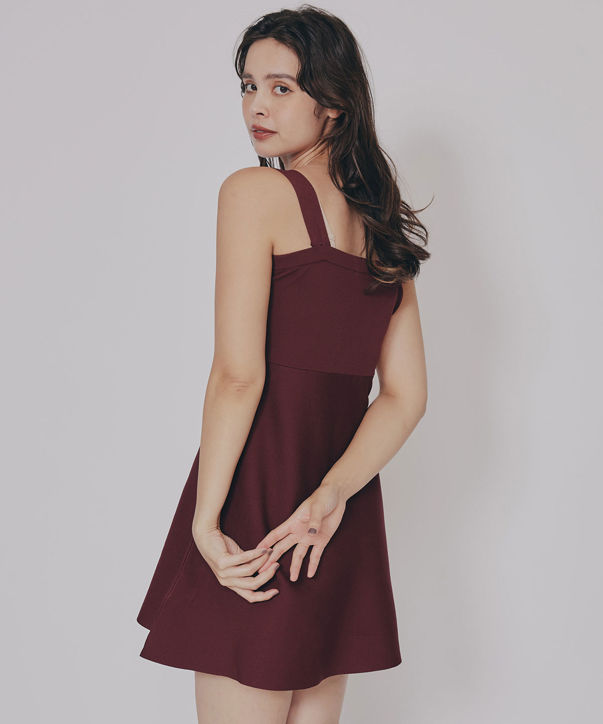 チェックショートシャツ×ニットミニワンピース