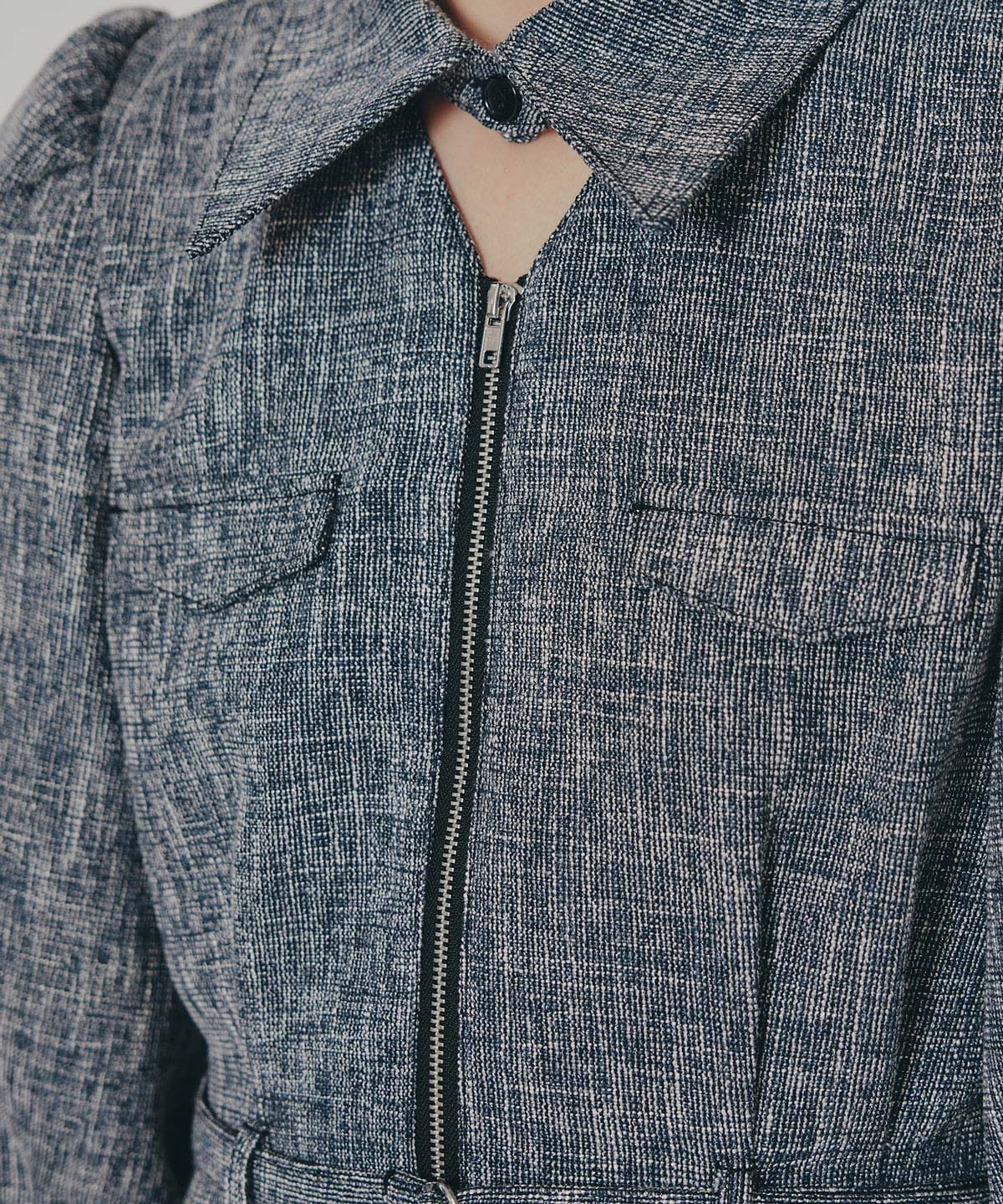 カラーミックスフロントZIPワンピース