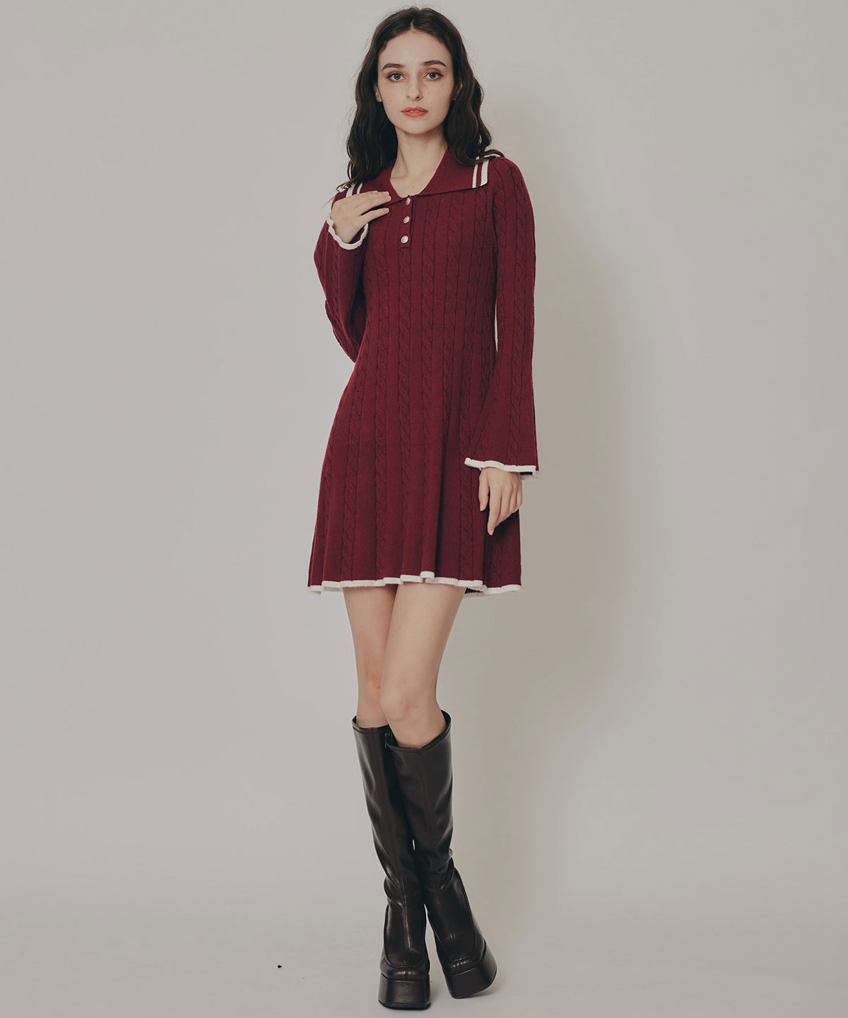 ラインケーブルミニニットワンピース