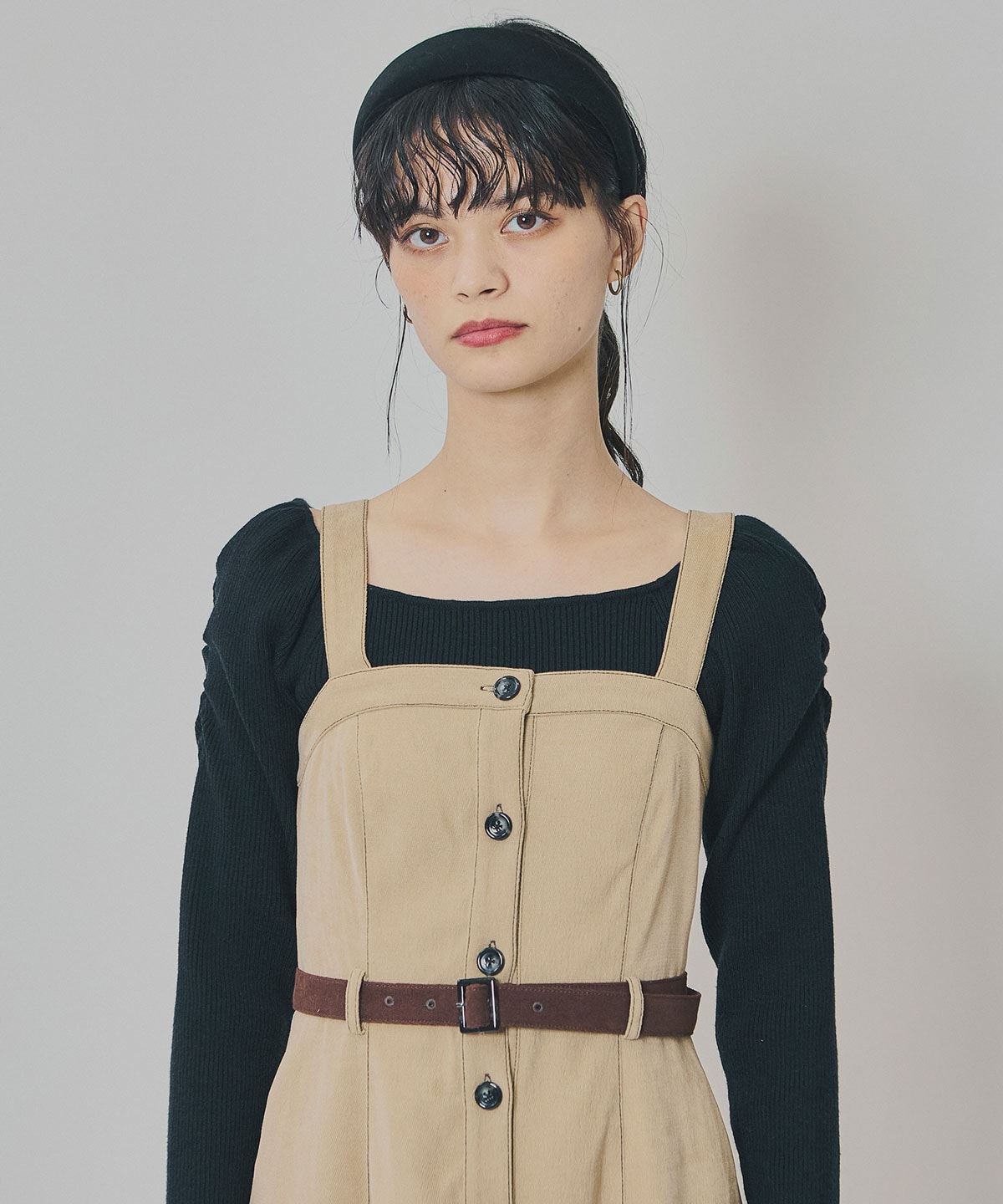 スエードライクショートジャケット×バイカラーワンピースセットアップ