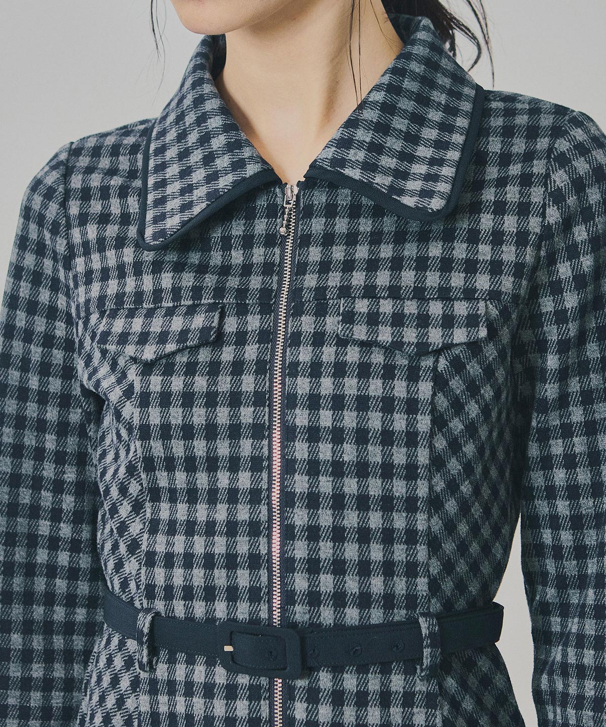 クラシカルチェックZIPミニワンピース