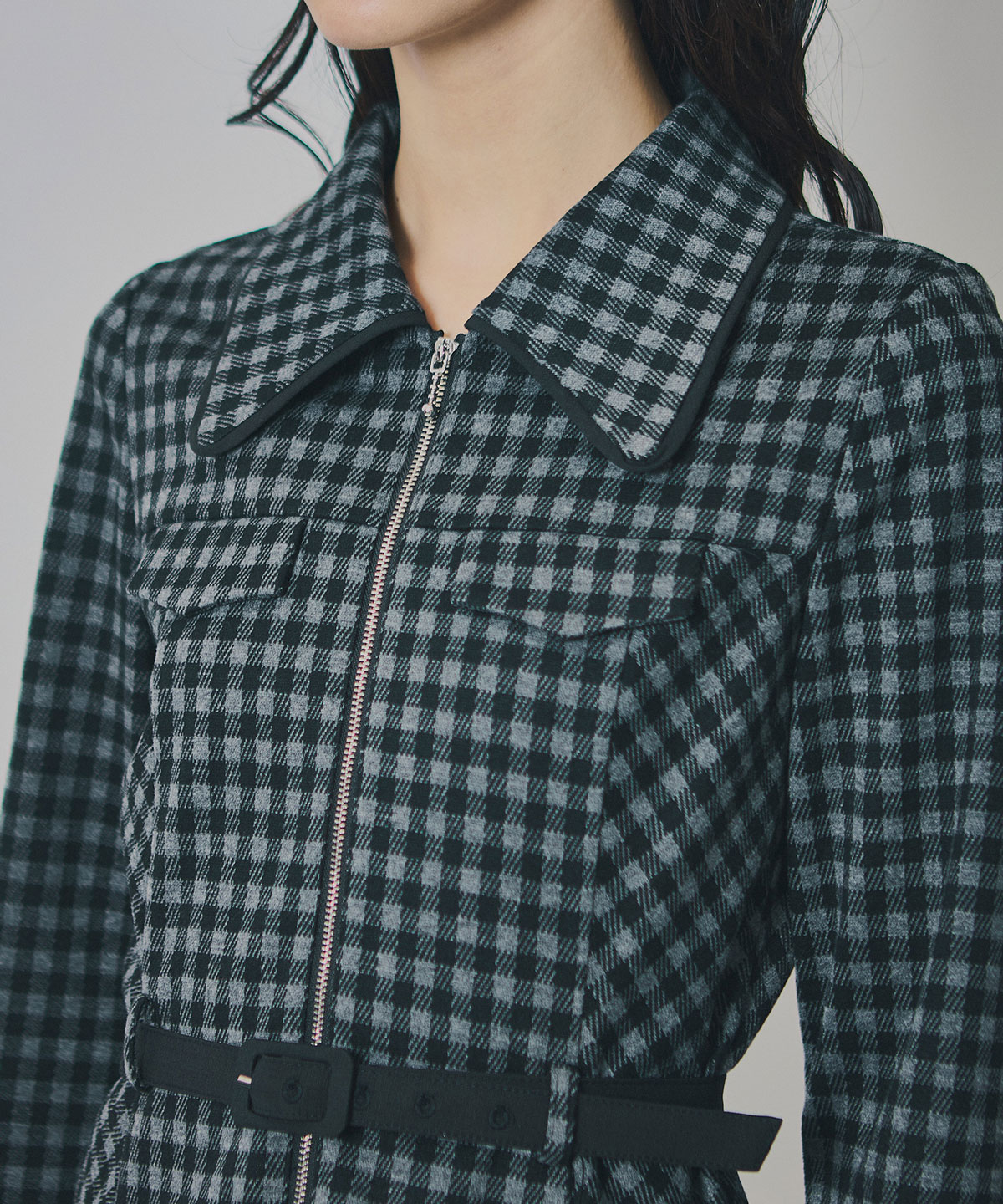 クラシカルチェックZIPミニワンピース