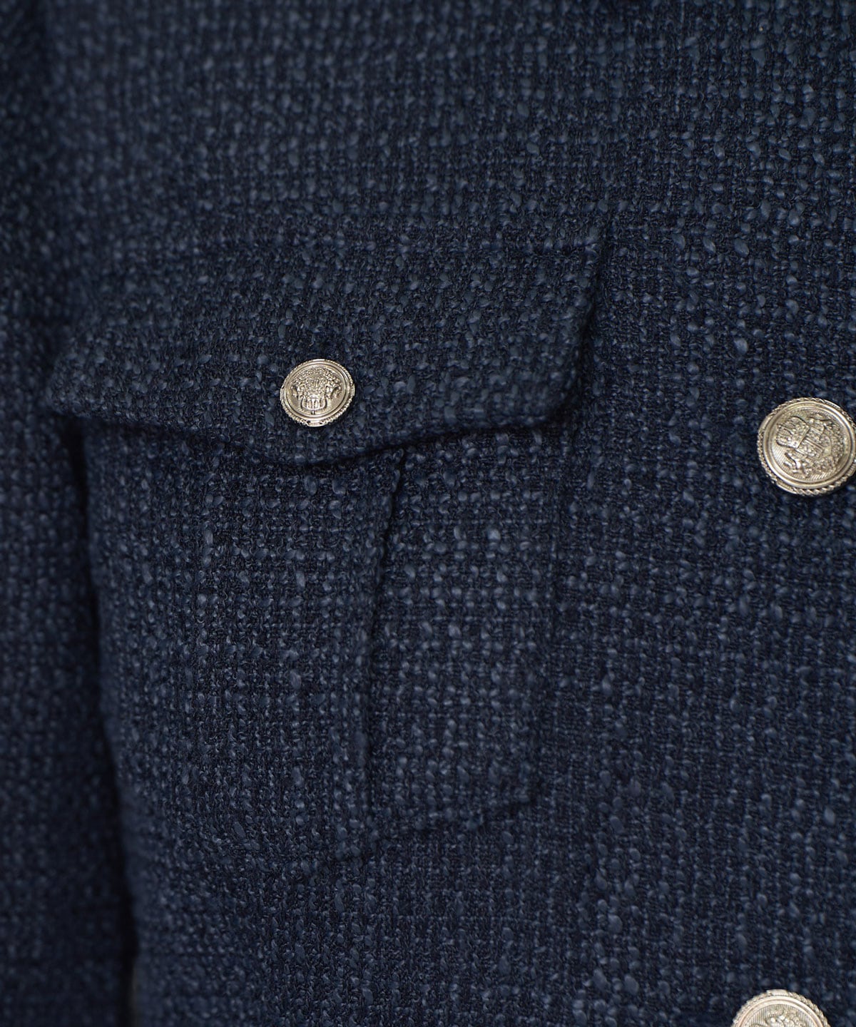 エンブレムボタンツイードシャツミニワンピース