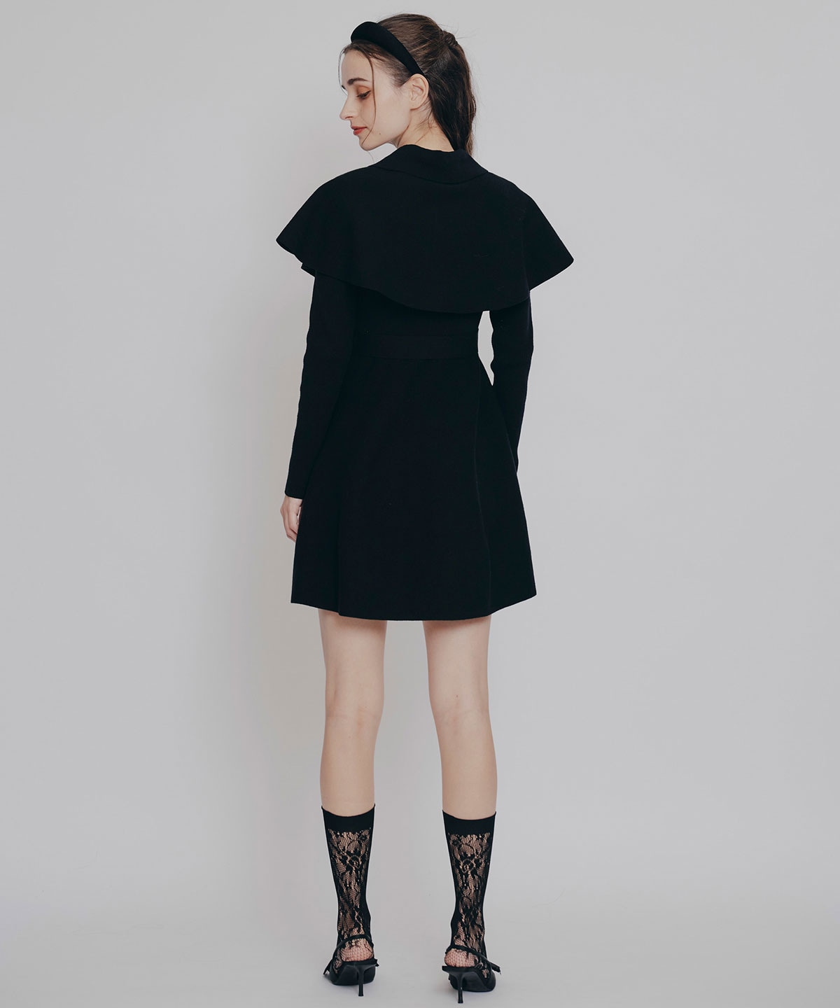 ケープSETニットフレアミニワンピース