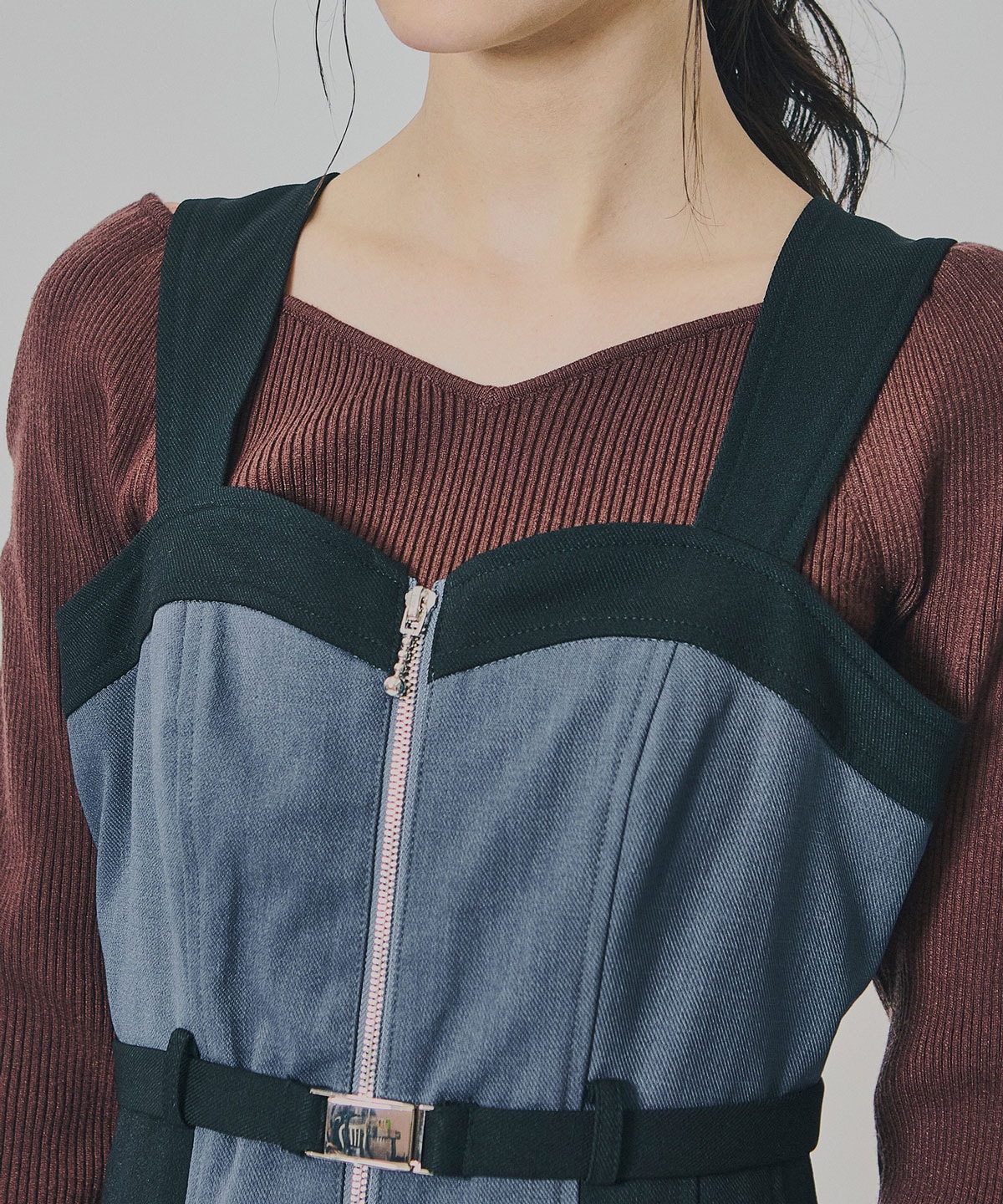 フロントジップバイカラージャンスカ