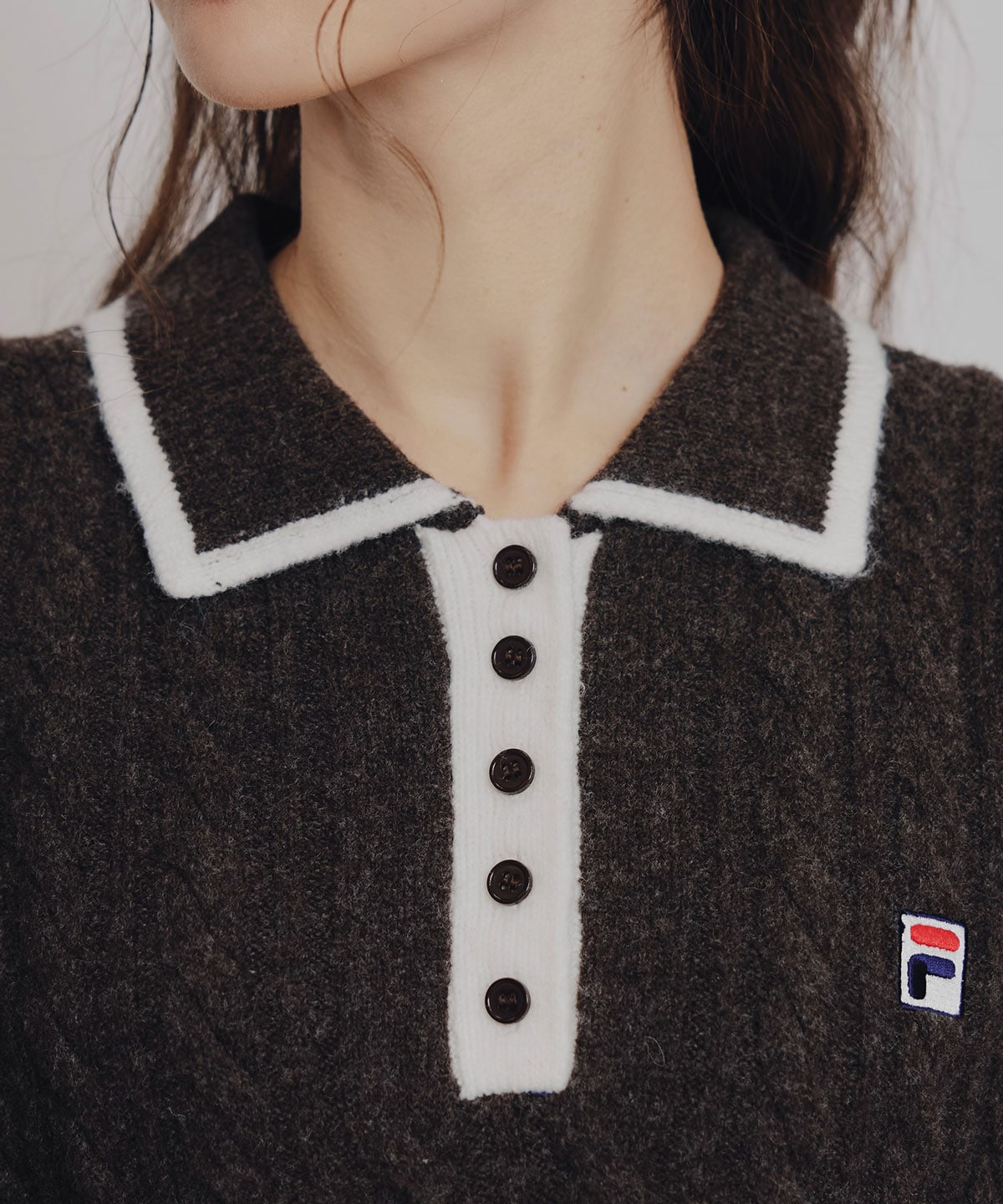 ［FILA×REDYAZEL］ケーブルニットポロミニワンピース