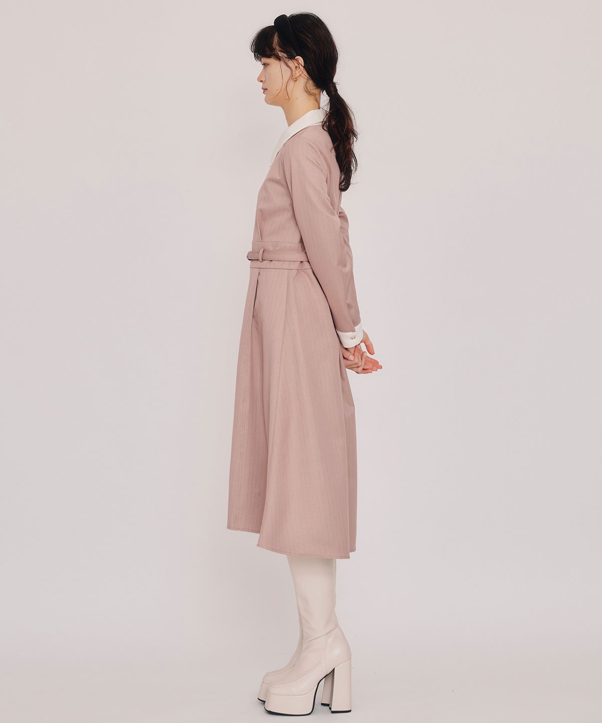 フロントZIPストライプロングワンピース