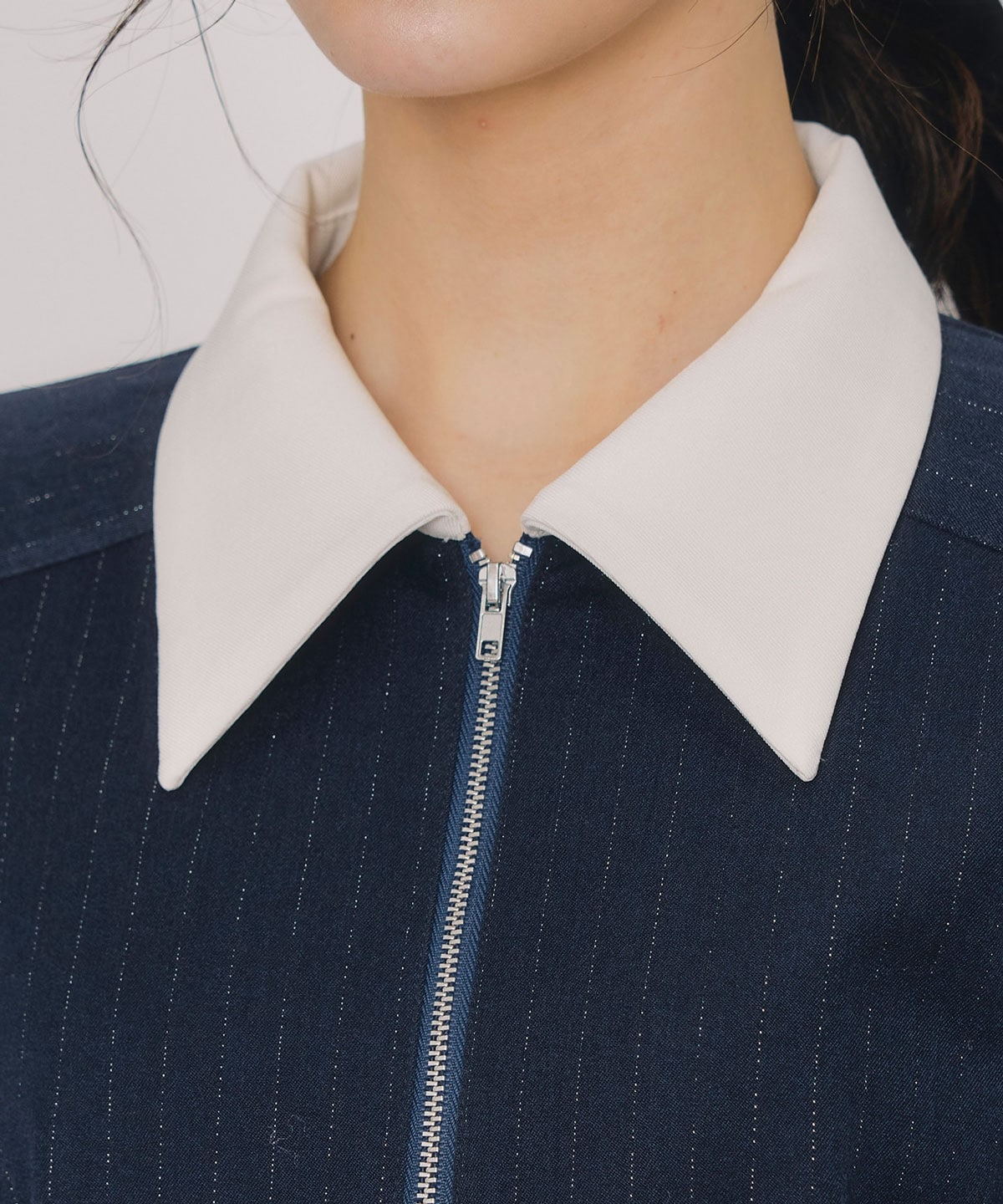 フロントZIPストライプロングワンピース