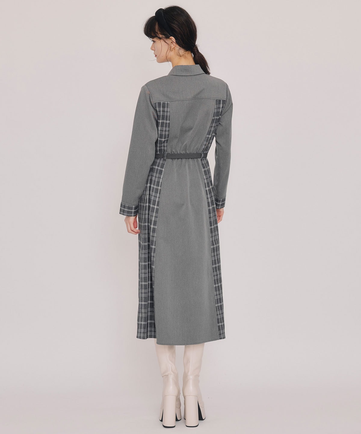 チェックパネルロングワンピース